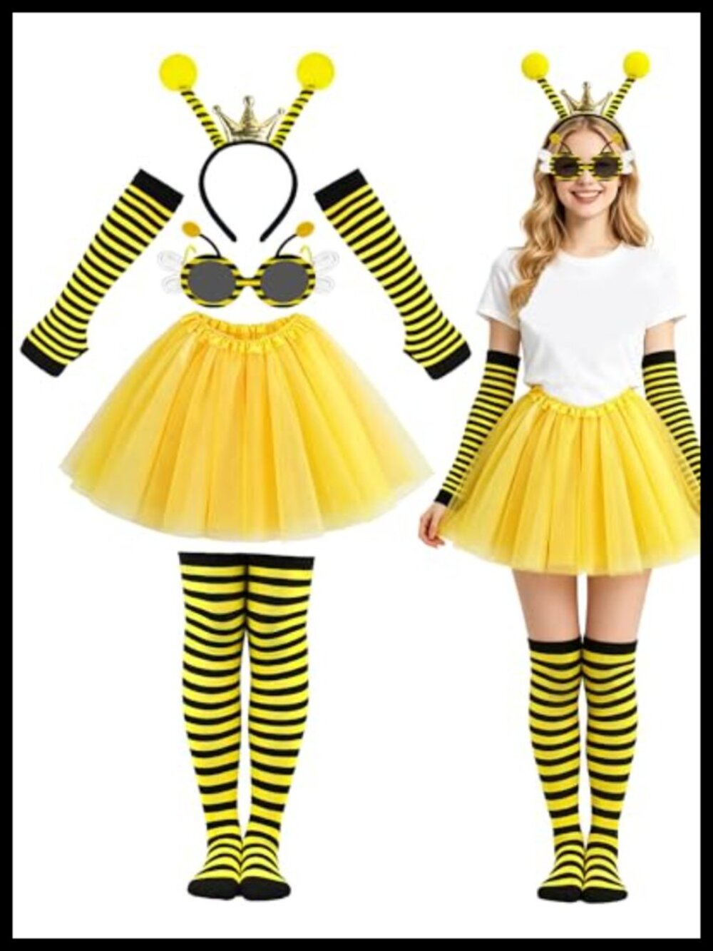 Bee Costume Set Tutu Headband Socks Cosplay Halloween